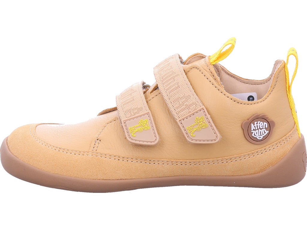 Affenzahn Jungen Halbschuh Barfußschuh Leder Buddy Tiger in beige