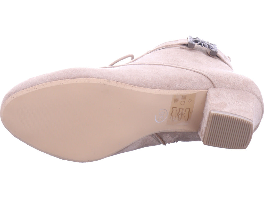 Esgano Damen Stiefelette Trachtenstiefel in beige