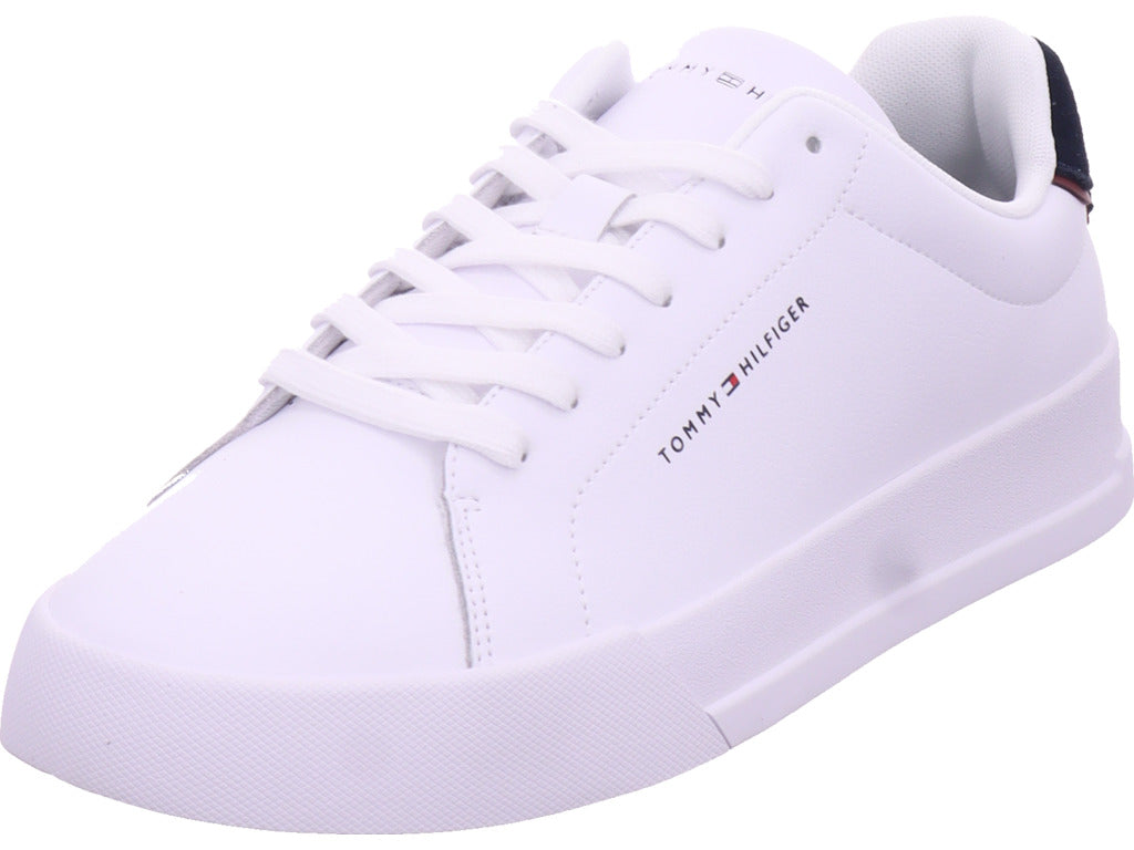 Tommy Hilfiger Herren Sneaker Th Court Lth Detail in weiß