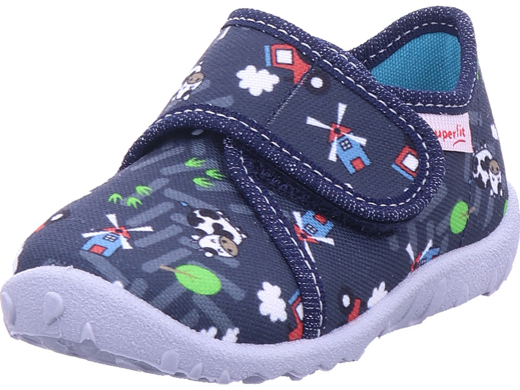 Superfit Jungen  Hausschuh Textil \ Spotty in blau