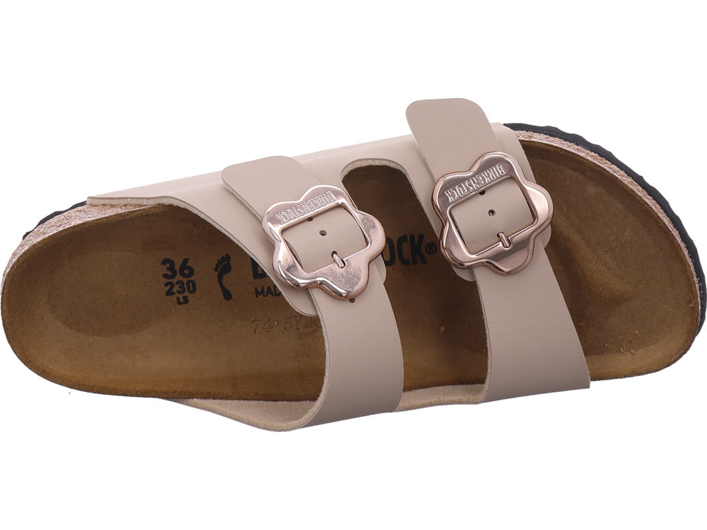 Birkenstock Damen Pantolette Arizona Flower Buckle Kids in beige