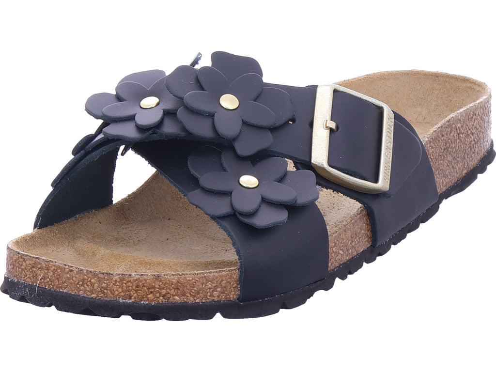 Birkenstock Damen Pantolette Siena Flower Embellishment in schwarz