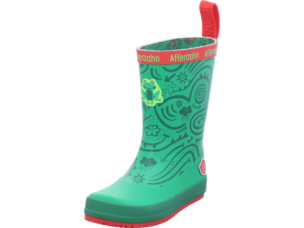 Affenzahn Jungen Gummistiefel Rainboot Vegan Plashy Frog in grün