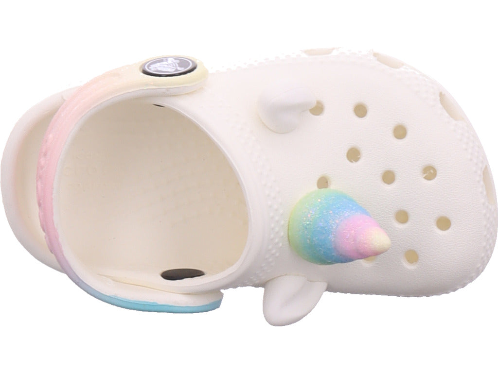 Crocs Unisex - Kinder Pantolette Classic I Am Rainbow in weiß