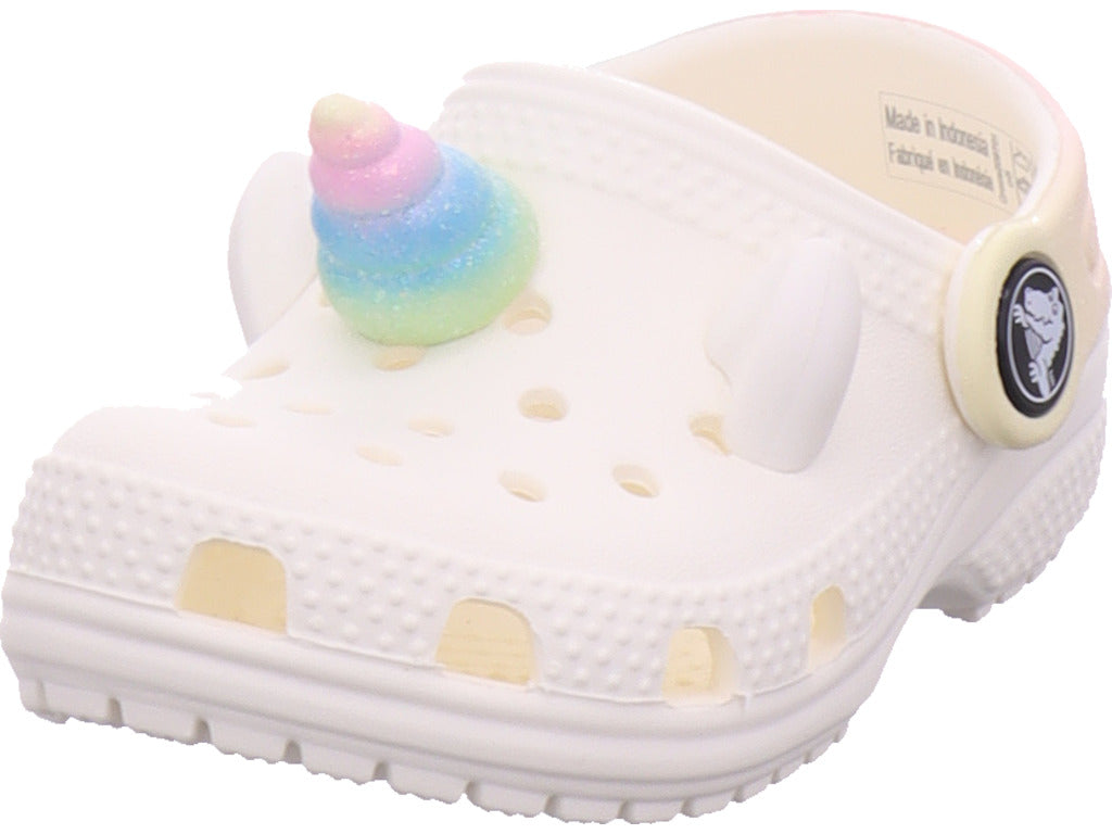 Crocs Unisex - Kinder Pantolette Classic I Am Rainbow in weiß