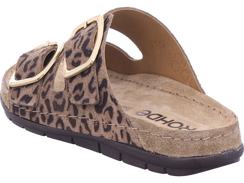 Rohde Damen Pantolette Leopard in beige