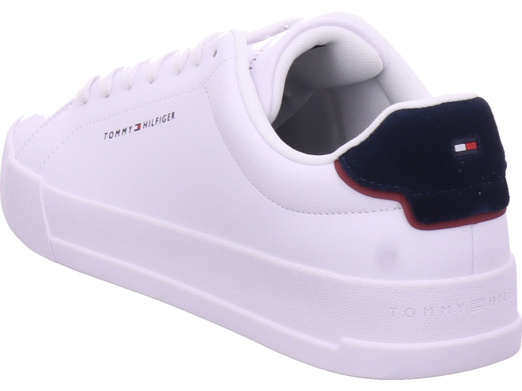 Tommy Hilfiger Herren Sneaker Th Court Lth Detail in weiß
