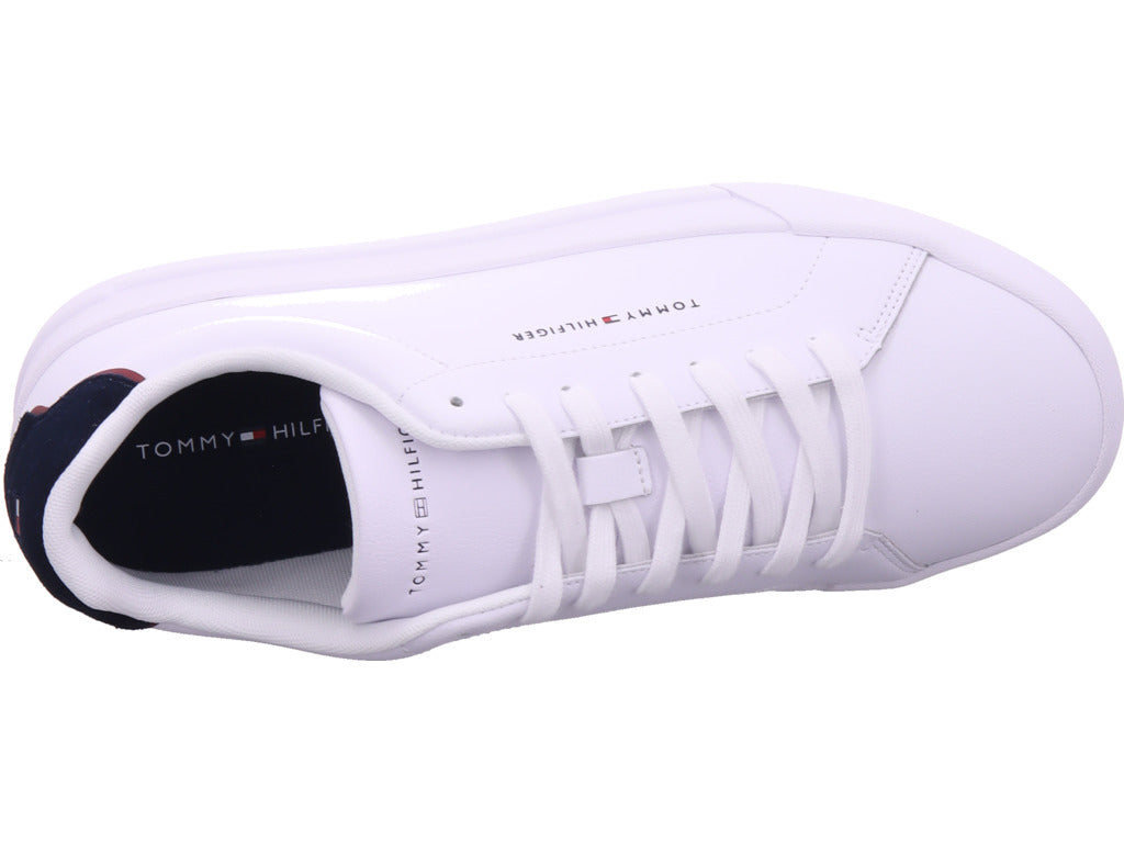 Tommy Hilfiger Herren Sneaker Th Court Lth Detail in weiß