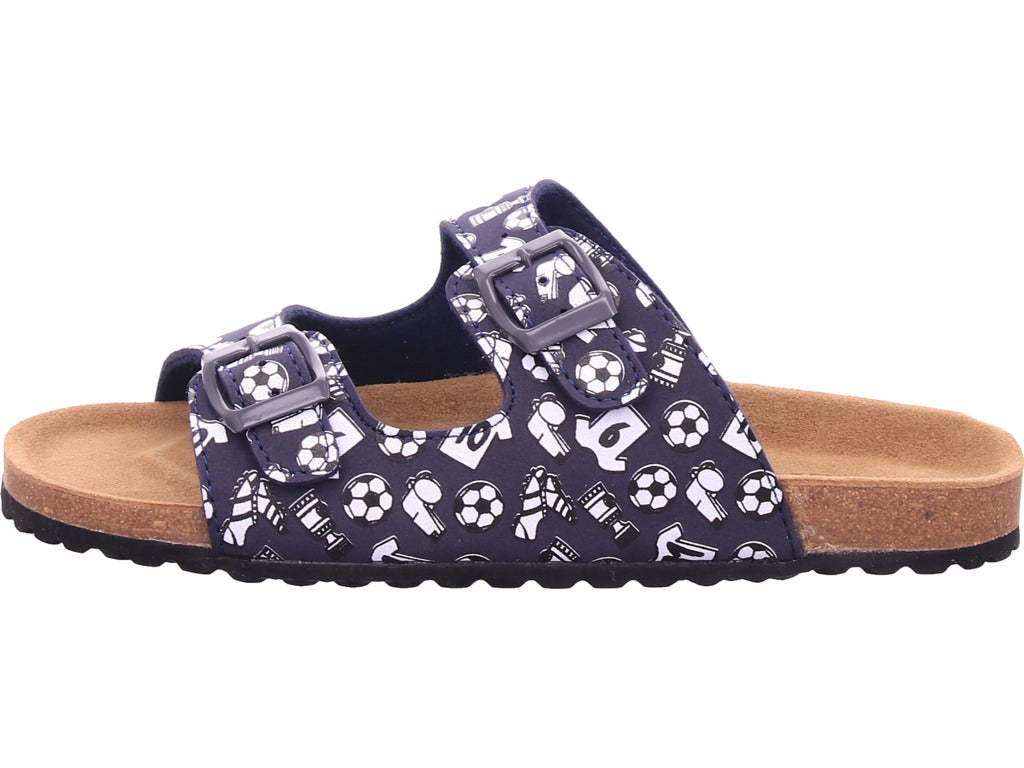 indigo Jungen Pantolette Bio Kinder in blau