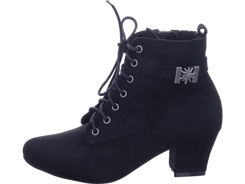 Esgano Damen Stiefelette Trachtenstiefel in schwarz