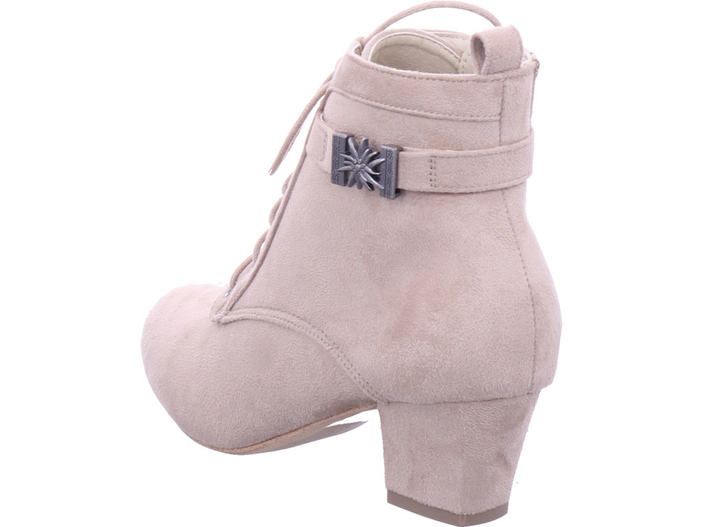 Esgano Damen Stiefelette Trachtenstiefel in beige