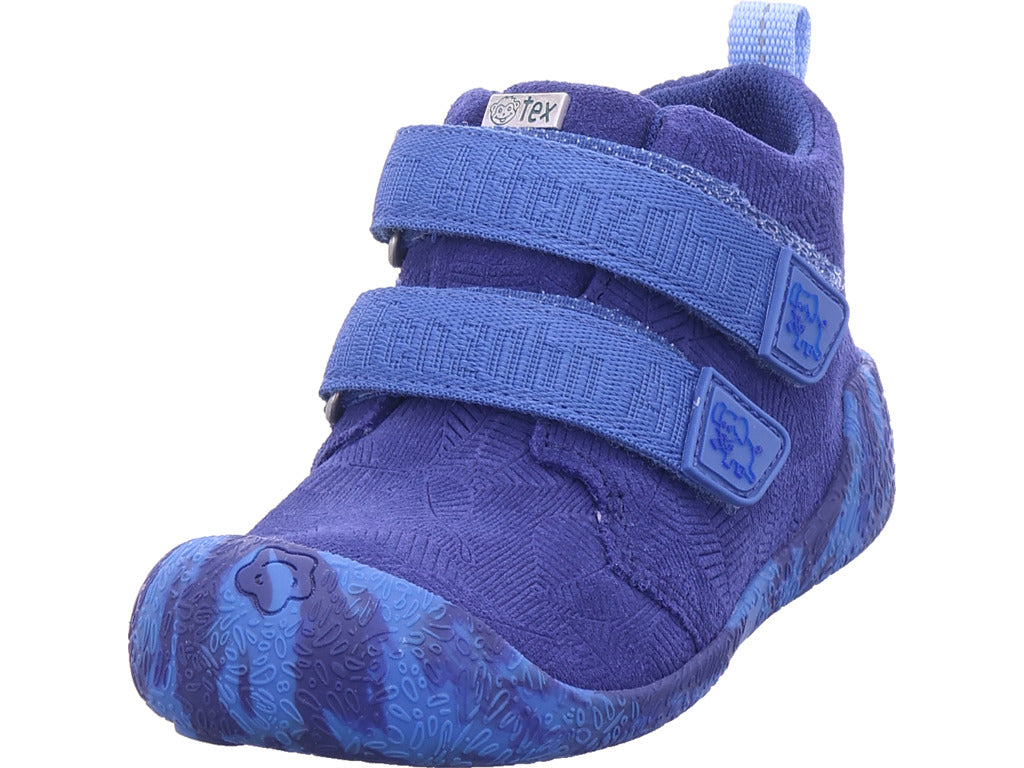 Affenzahn Boys Leather Talky Elephant in blue