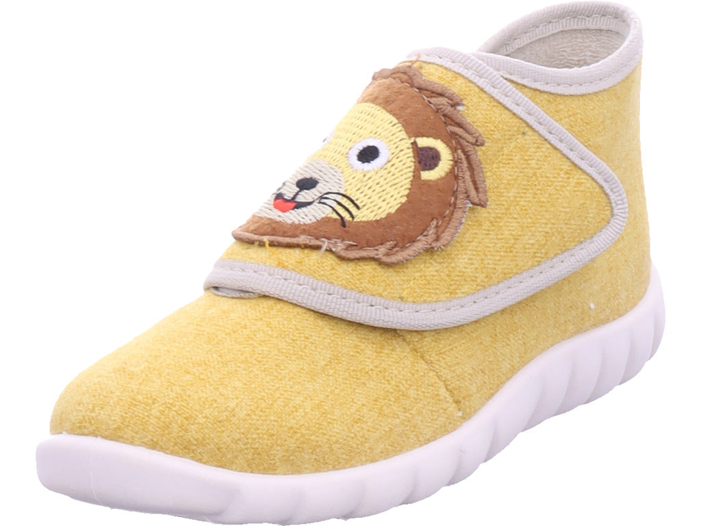 fischer Jungen Hausschuh Löwe in gelb