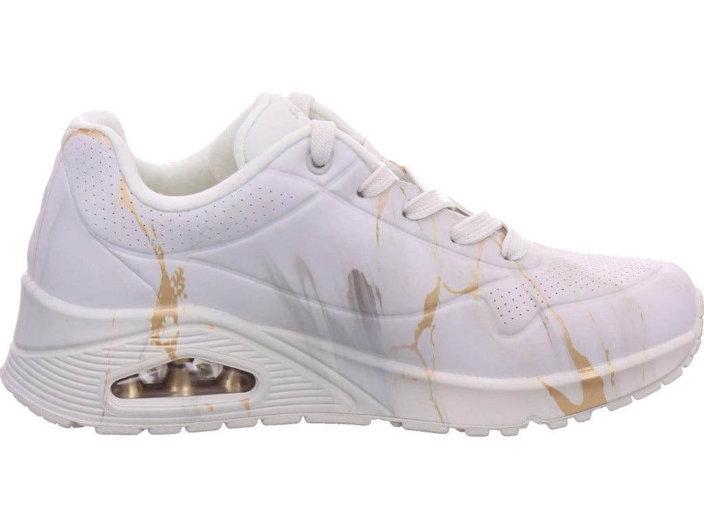 SKECHERS Damen Sneaker Uno Marbel in weiß