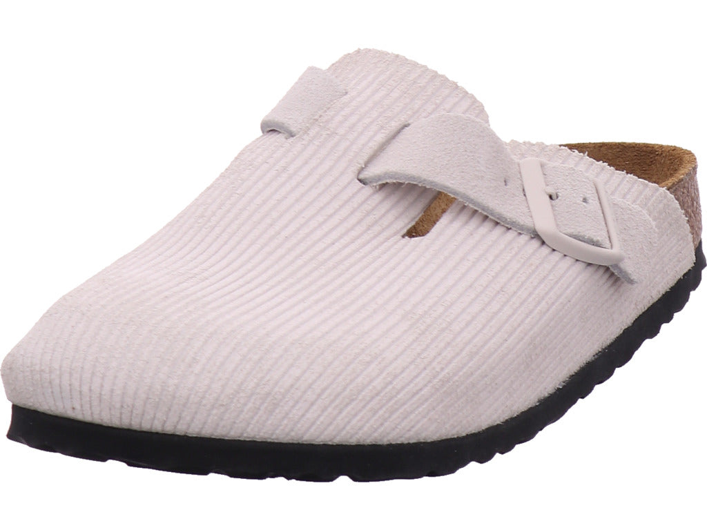 Birkenstock Damen Pantolette Boston Leve Corduroy in weiß