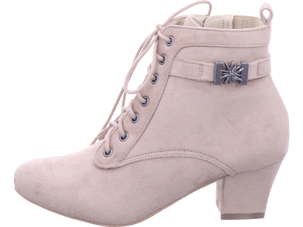 Esgano Damen Stiefelette Trachtenstiefel in beige