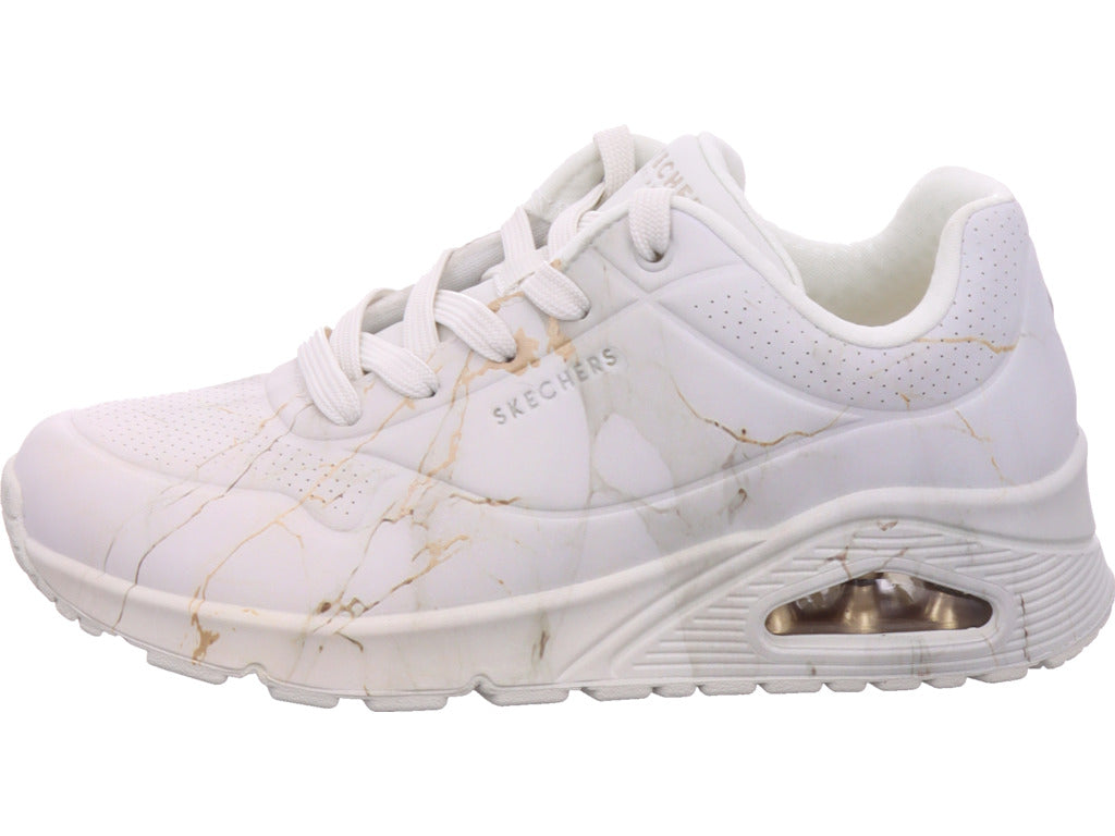SKECHERS Damen Sneaker Uno Marbel in weiß
