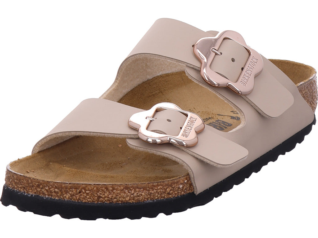 Birkenstock Damen Pantolette Arizona Flower Buckle Kids in beige