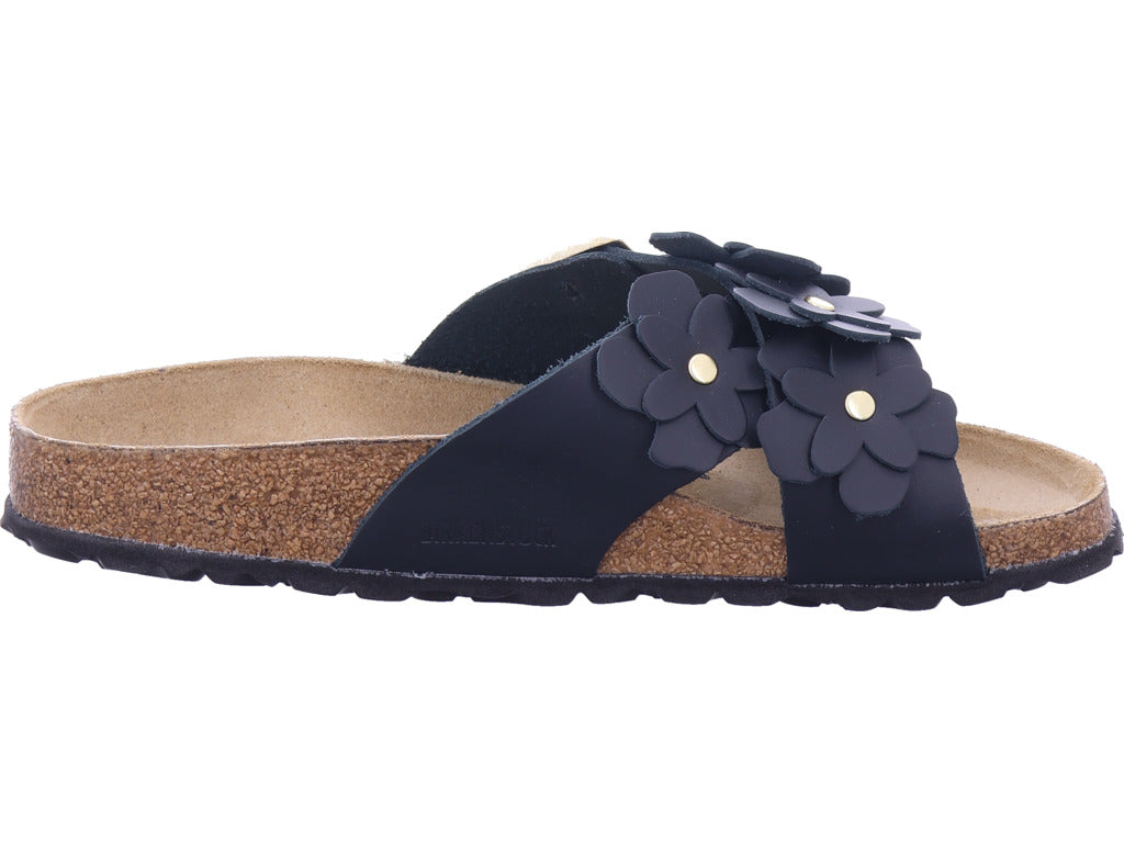 Birkenstock Damen Pantolette Siena Flower Embellishment in schwarz