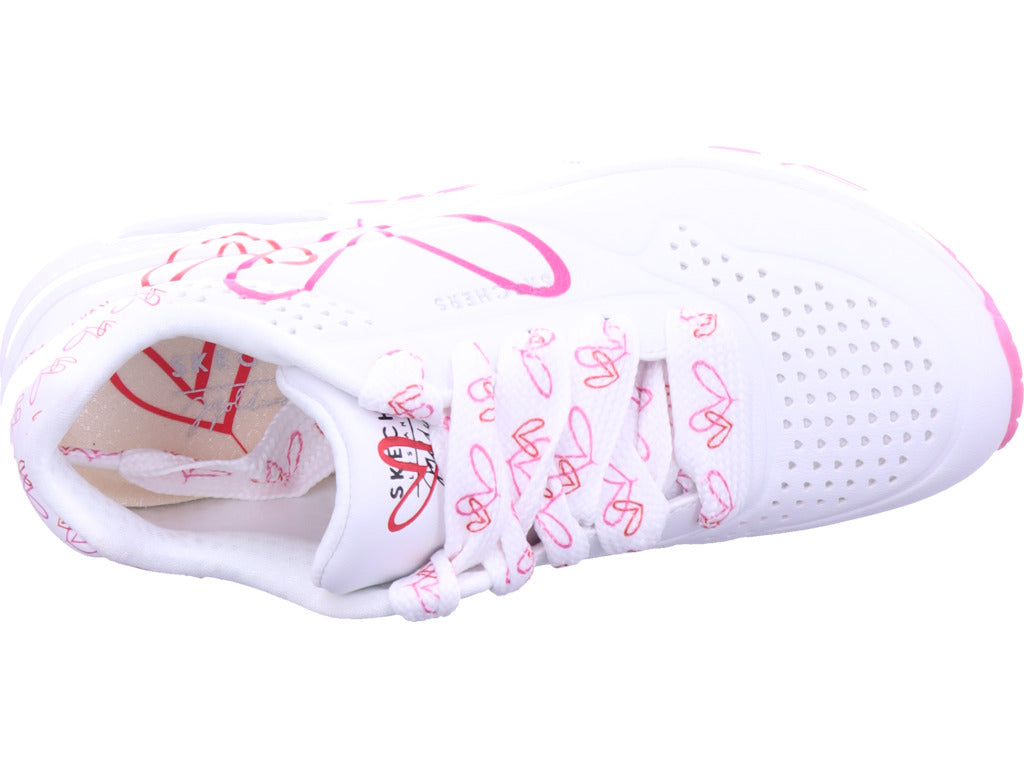 SKECHERS Damen Sneaker Uno-Twin Hearts in weiß